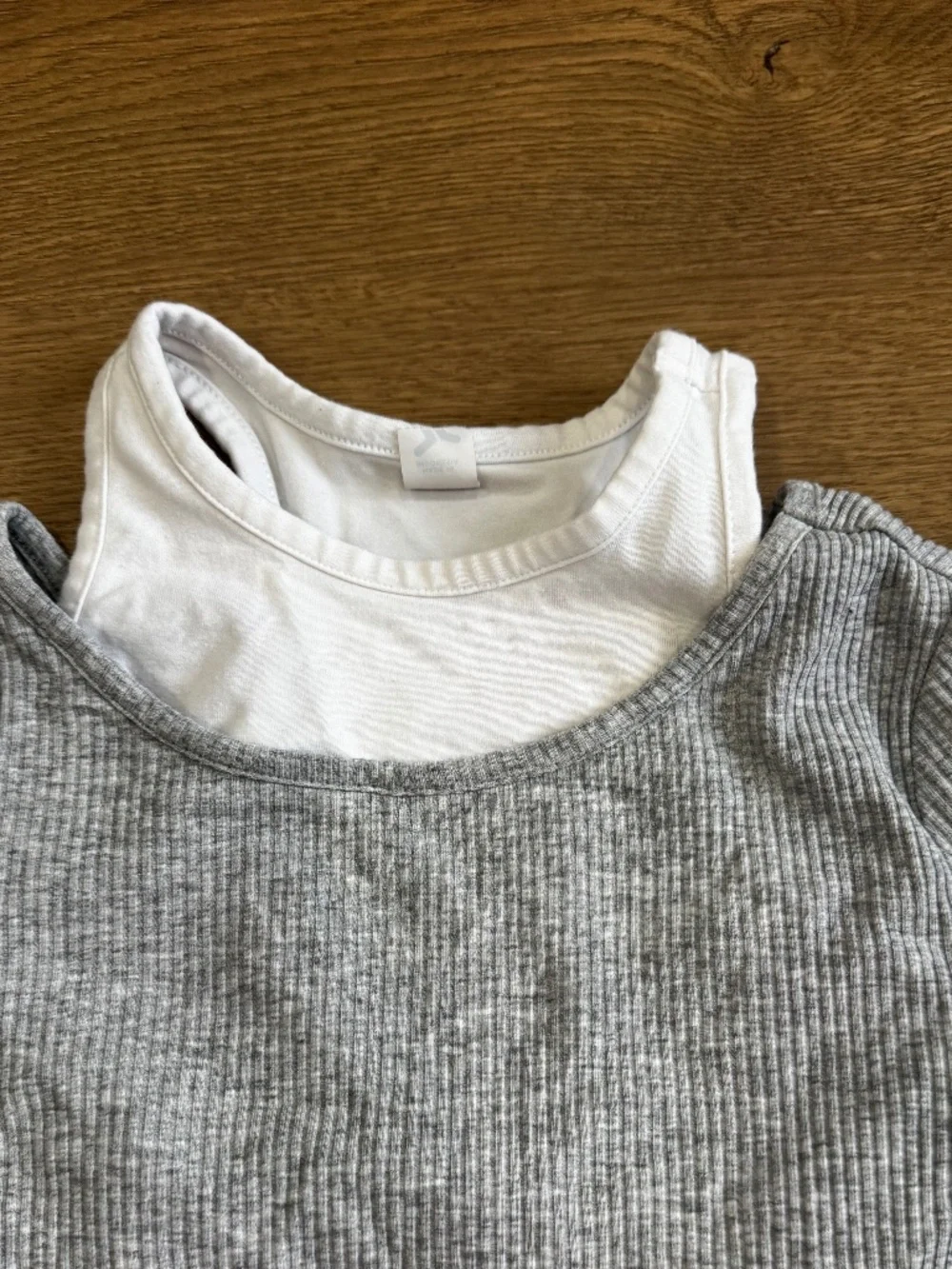 All in Motion Girls M 8 Gray Ribbed Layered Long Sleeve Top